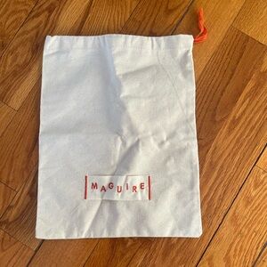 NWOT - Maguire White Canvas Dust Bag with Orange Drawstring